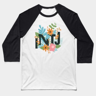 Myers Briggs Typography INTJ - Floral Design Baseball T-Shirt